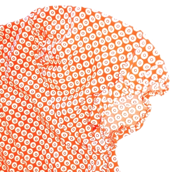 'Alice Blue' Tangerine Print Top w/ Bow- Size MEDIUM - Picture 5 of 6